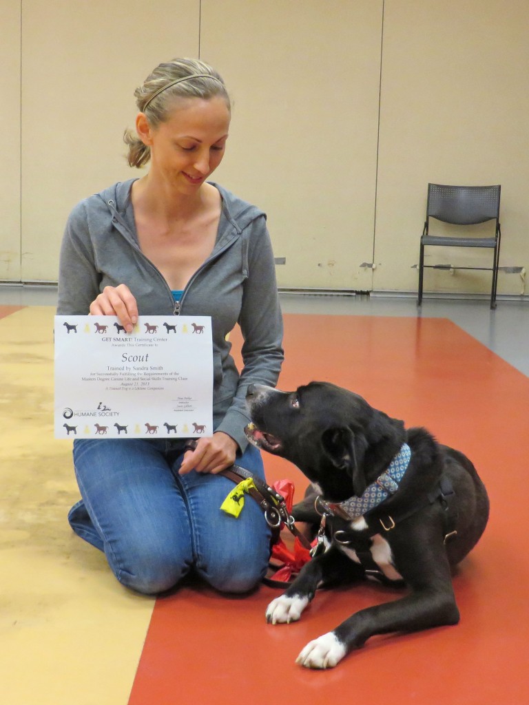 Scout was the first to earn his MA!  Yay Scout!